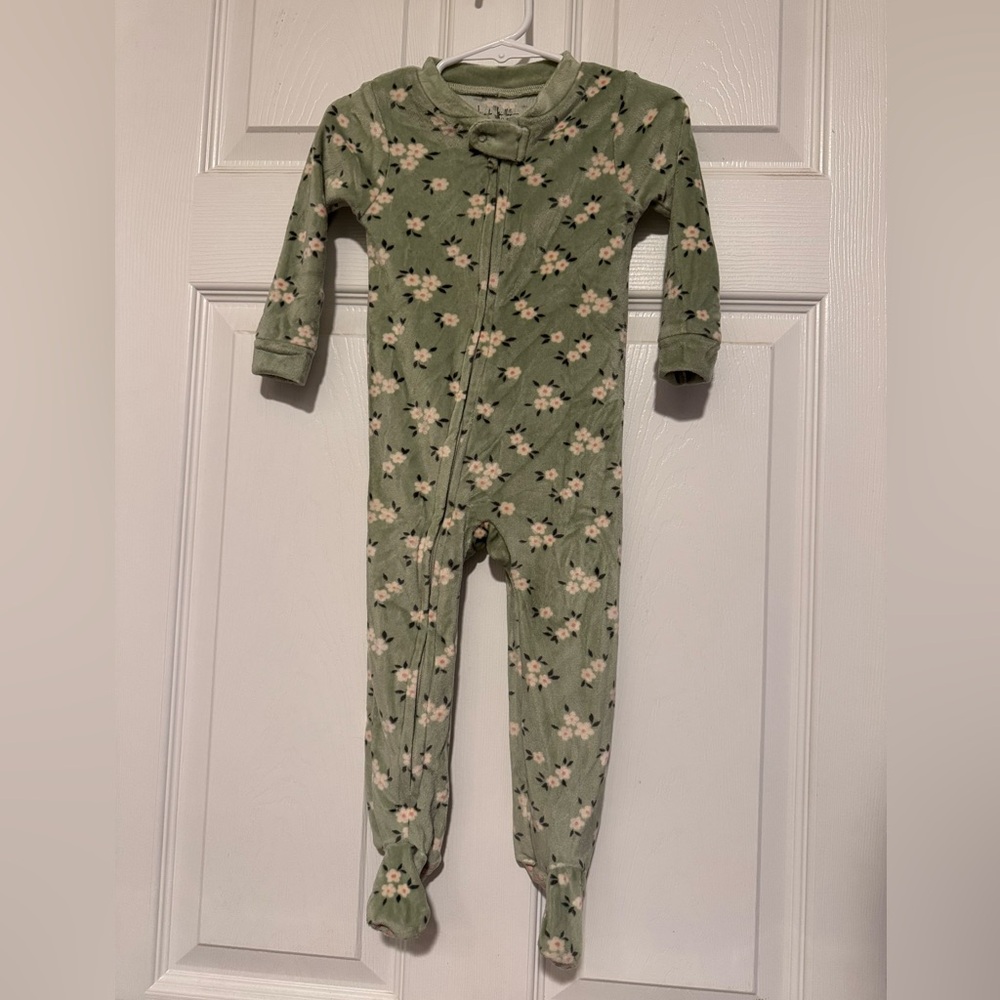 Charming Floral Kids Footie in Green